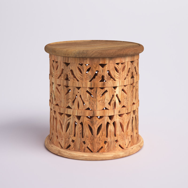 Mistana™ Eakin Solid Wood Tray Top Drum End Table & Reviews Wayfair